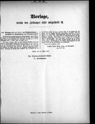 Anlage: ad No.30, Vorlage, welche den Zeitungen nicht mitgeteilt ist