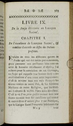 Livre IX. De la Poësie dévouée au Lirique Sacre.