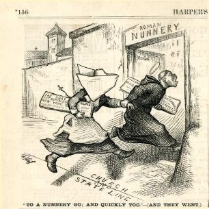 "To a nunnery go; and quickly too." - (And they went.) : ein Mönch und eine Nonne fliehen in ein Kloster