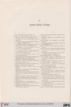 III. Indice degli autori