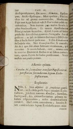 Assertio quinta. [...] circa potestatem ferendarum legum Ecclesiasticarum.