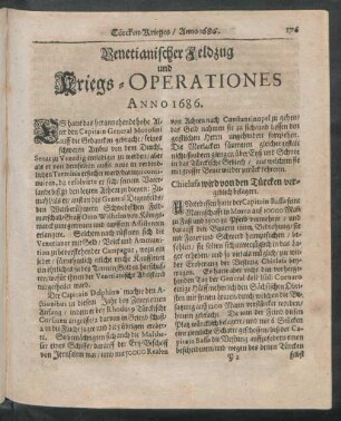 Venetianischer Feldzug und Kriegs-Operationes Anno 1686.