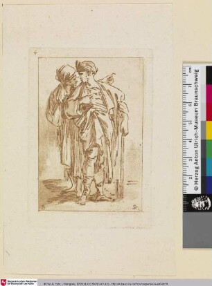 [Figurenstudie von zwei Männern in weiten Gewändern mit Turban, der vodere trägt eine Hellebarde]