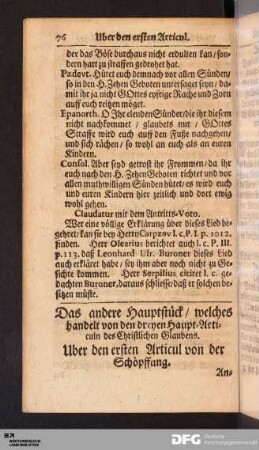 Das andere Hauptstück / welches handelt von den dreyen Haupt-Articuln des Christlichen Glaubens.
