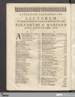 Catalogus Alphabeticus Auctorum.