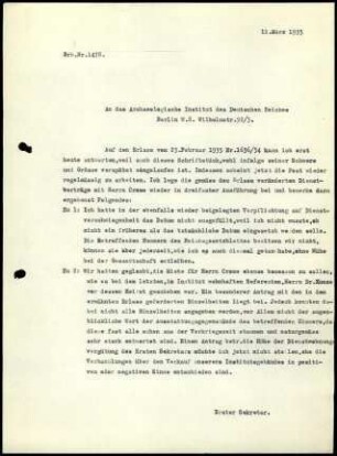 G. Karo an DAI Zentrale