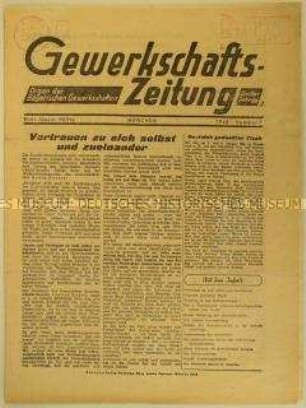 Mitteilungsblatt der Bayrischen Gewerkschaften "Gewerkschafts-Zeitung"