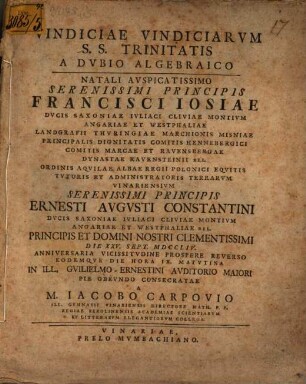 Vindiciae Vindiciarum SS. Trinitatis a dubio algebraico