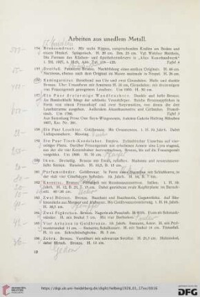 Arbeiten aus unedlem Metall (Nr. 154-174)