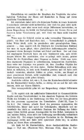Resultate des osteologischen Vergleichs der Hasen und Kaninchen.