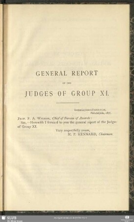 General Report Of The Judges Of Group XI.