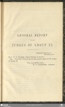 General Report Of The Judges Of Group XI.