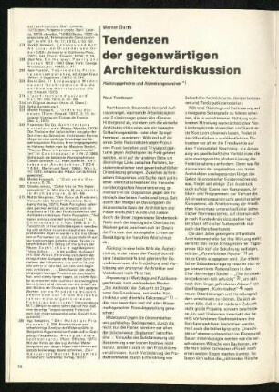 Tendenzen der gegenwärtigen Architekturdiskussion