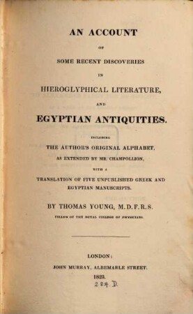 An account of some recent discoveries in hieroglyphical litterature