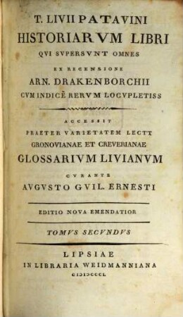 T. Livii Patavini Historiarvm Libri Qvi Svpersvnt Omnes, 2