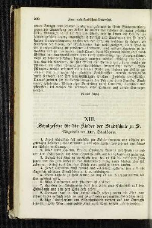 Schulgesetze für die Kinder der Stadtschule zu S.