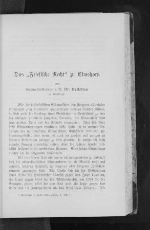 Das "Friesische Recht" zu Elmshorn