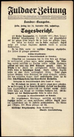 Ausgabe vom Freitag, den 24. September 1915.