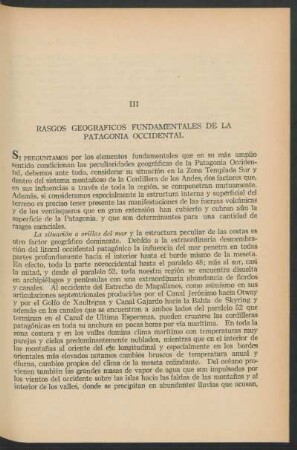 III - Rasgos geográficos fundamentales de la Patagonia occidental