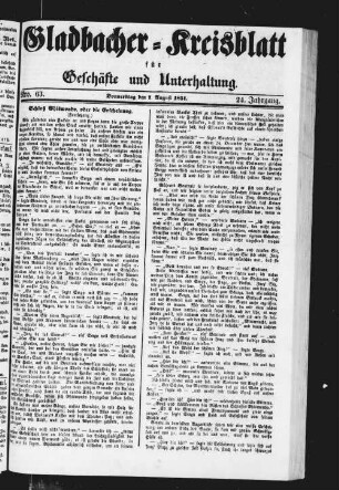 Gladbacher Kreisblatt für Geschäfte und Unterhaltung. 1847-1851