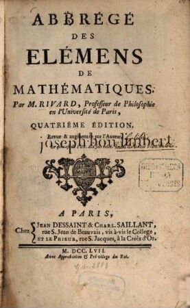 Abbrégé des Elémens de Mathématiques