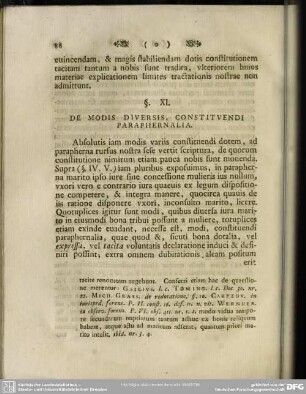 §. XI. De Modis Diversis, Constituendi Paraphernalia