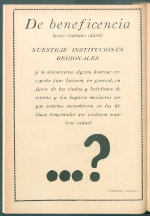De benficiencia hacen continuo alarde nuestras instituciones regionales[...]