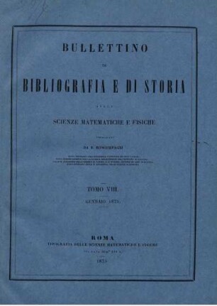 Tomo VIII. Gennaio 1875.