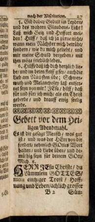 27-39, Gebett vor dem Heiligen Abendmahl. - Andächtige Seuffzer.