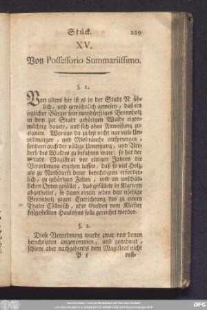 XV. Von Possessorio Summarissimo.