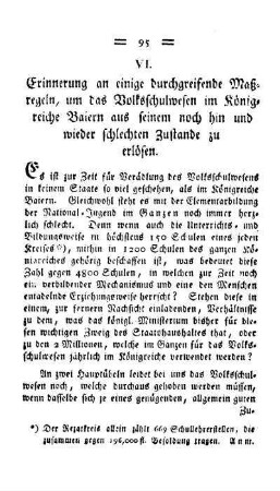 Erinnerung an einige durchgreifende Maßregeln, um das Volksschulwesen im Königreiche Baiern aus seinem noch hin und wieder schlechten Zustande zu erlösen