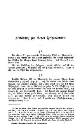 Einleitung zur ebenen Trigonometrie.