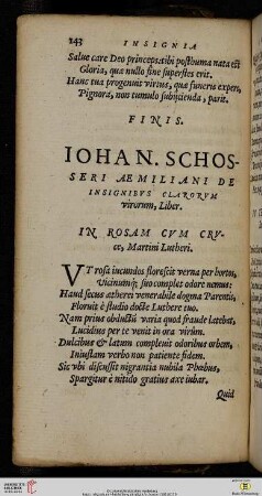 Iohan. Schosseri Aemiliani de insignibvs clarorvm virorum, Liber.