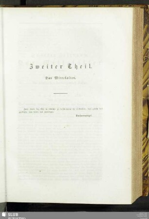 Zweiter Theil. Das Mittelalter