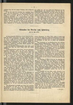 Exkursion des Vereins nach Heidelberg den 14. Juli 1878. V. Seeger