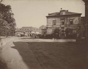 Dresden-Blasewitz. Schillerplatz mit der Pferdebahn. Blick zur heutigen Tolkewitzer Straße