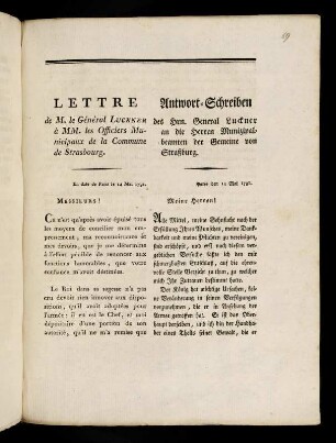 1-3, Lettre; Antwort-Schreiben