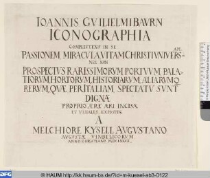 Ioannis Gvilielmi Bavrn Iconographia, Titelblatt