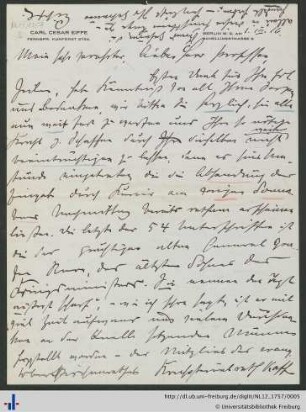 Brief von Eiffe vom 01.03.1916.
