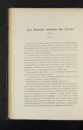 Les Insectes ennemis des Citrus.