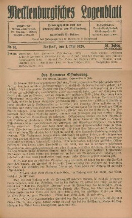 Nr. 10. Rostock, den 1. Mai 1929.