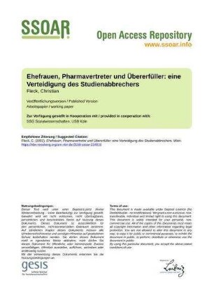 Ehefrauen, Pharmavertreter und Übererfüller: eine Verteidigung des Studienabbrechers