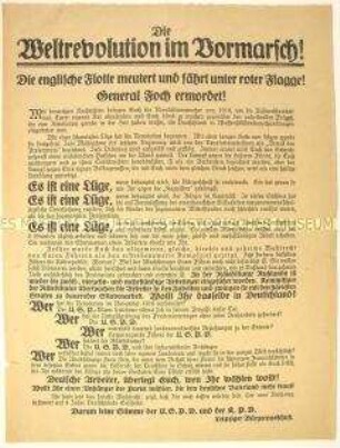 Programmatischer Wahlaufruf des Leipziger Bürgerausschusses gegen die USPD und die KPD.