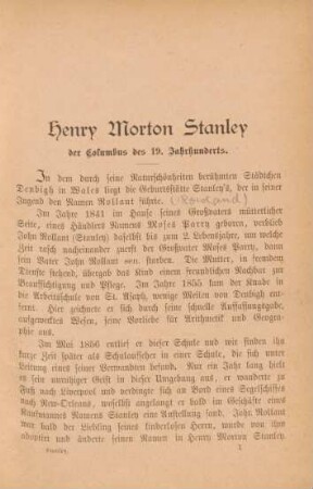 Henry Morton Stanley der Columbus des 19. Jahrhunderts