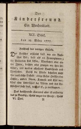 XCI. Stück, den 29. März 1777