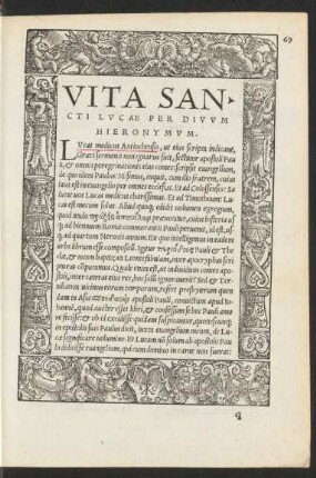 Vita Sancti Lucae Per Divum Hieronymum.