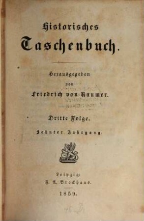 Historisches Taschenbuch. 10. 1859