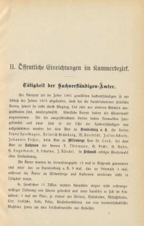 II. Öffentliche Einrichtungen im Kammerbezirk.