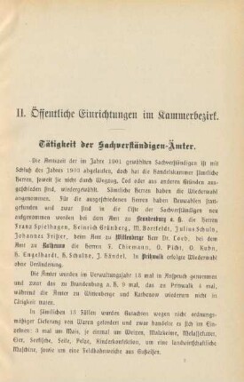 II. Öffentliche Einrichtungen im Kammerbezirk.