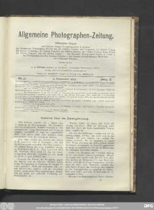 Nr. 37. 11. Dezember 1903. Jahrg. X.